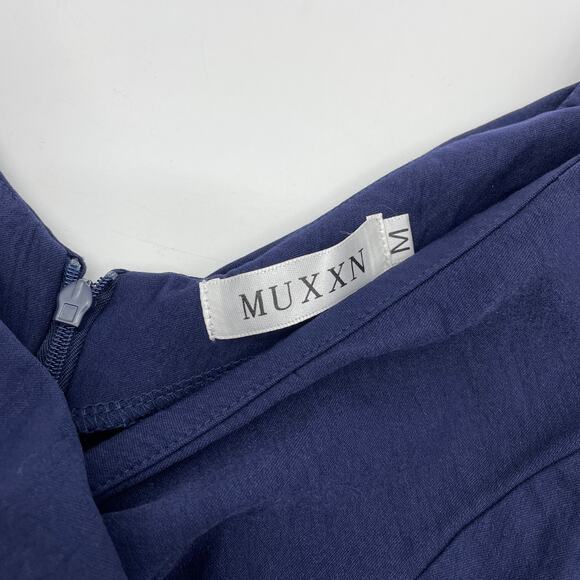 MUXXN Dress Navy Blue Retro Inspired Body Con Knee Length Stretch Women's MED - Picture 4 of 7